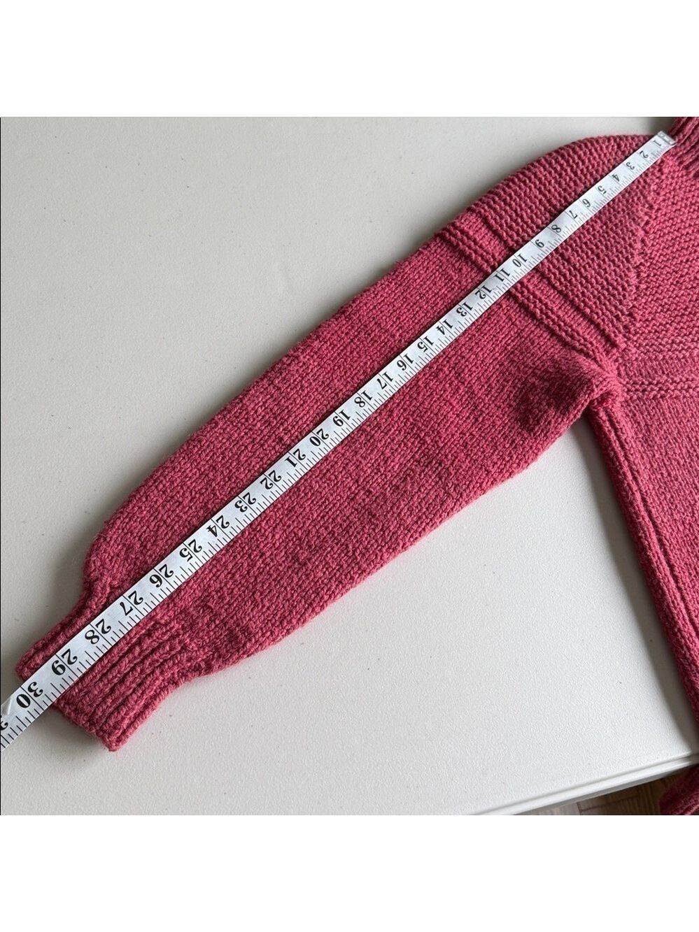 Hand-Knit Wool Sweater Raspberry Pink - Picture 13 of 14